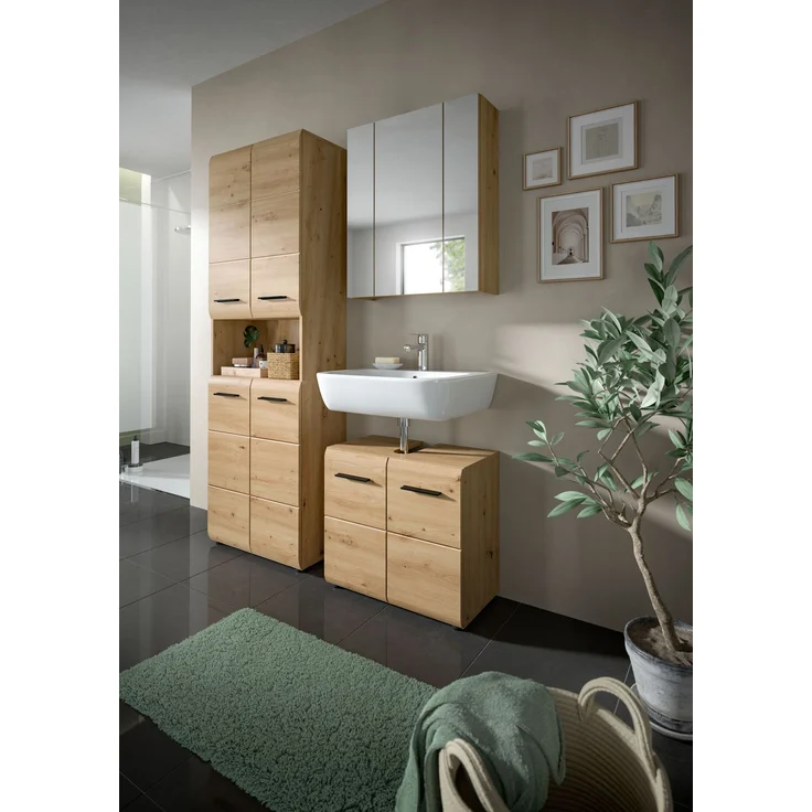 Spiegelschrank (B/H/T: 60x70x18 cm) in Artisan Oak Nachbildung und Artisan Oak Nachbildung – Bild 5