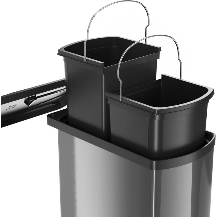 HAILO 3416071 Abfallsorter DUO 8/8 dunkelgrau/schwarz mit 16 (2x8) Liter Abfallvolumen ab 45 cm Schrankbreite – Bild 3