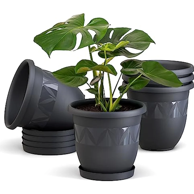 Plastard Pflanzkübel 3er, 5er, 10er Sets, Blumentopf mit passenden Untersetzer 15 - 40 cm (5 St, Blumenkübel ist Witterungs-, frost- und UV-beständig) – Bild 2