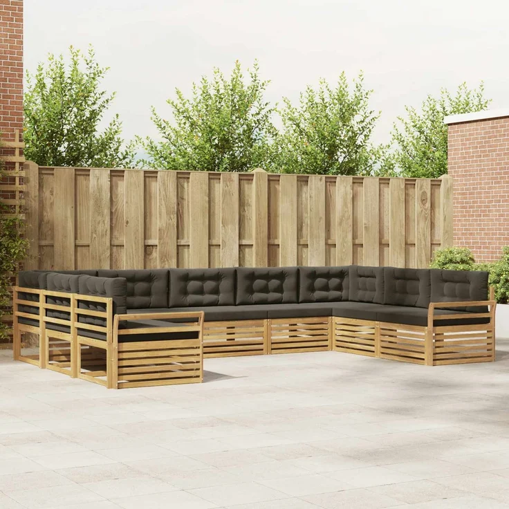 vidaXL Outdoor-Sofagarnitur 9 stk. 9-Sitzer Weiß und Anthrazit 3391157 – Bild 1