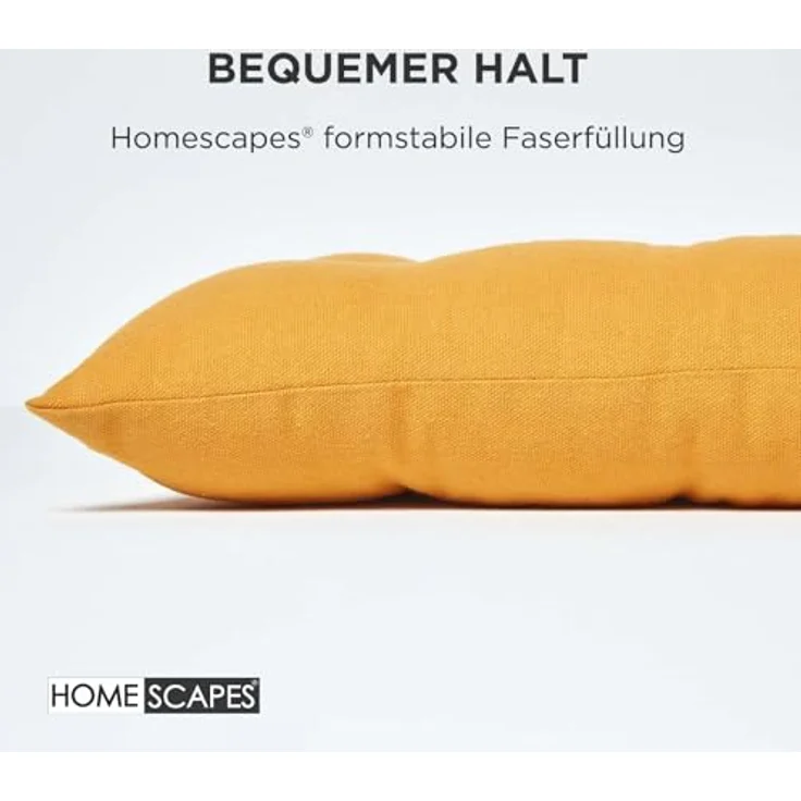 Homescapes Stuhlkissen 3er Bankauflage gelb 100% Baumwolle – Bild 6