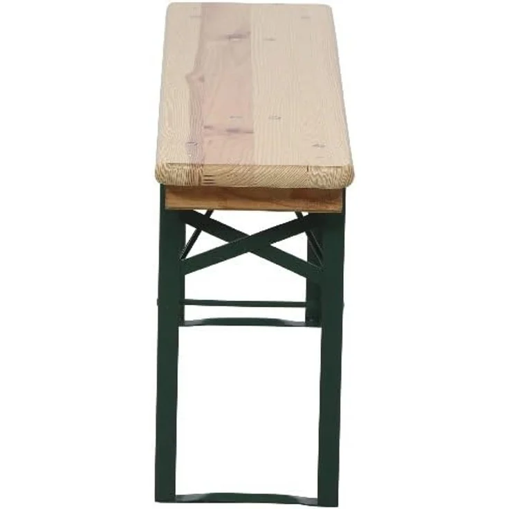 Fun Star Festzeltgarnitur, 3-teilig, klappbar, Holz natur / Stahl grün, 110 x 50 x 79 cm – Bild 4