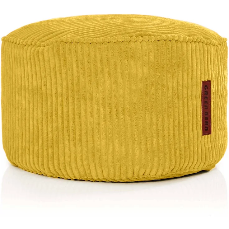 Green Bean® Indoor Sitzhocker Pouf 45x25cm EPS-Perlen Füllung & Cordstoff Kuschelig Weich Waschbar - Gelb