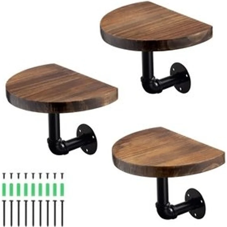 Navaris Wandregal Wandregal aus Holz und Metall - 3er Set Schweberegal Hängeregal, 1-tlg. – Bild 6