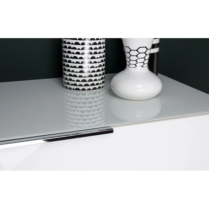 Kommode Owingen / Oakland, Glas, Holzwerkstoff, Weiß, 83 x 102 x 42 cm – Bild 4