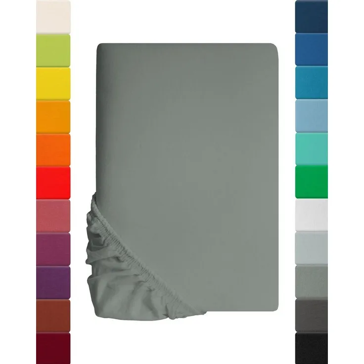 Kinder Jersey Spannbettlaken, Spannbetttuch, Lavea Serie Maya, 60x130 cm | 70x140 cm, Mittelgrau, 100% Baumwolle, hochwertige Verarbeitung, mit Gummizug