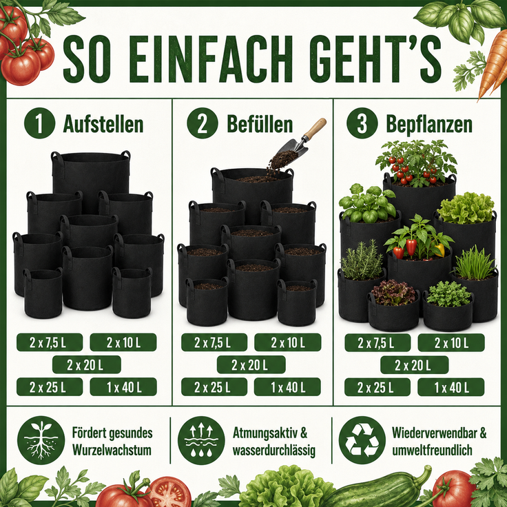Pflanzsäcke Set Schwarz – Bild 7