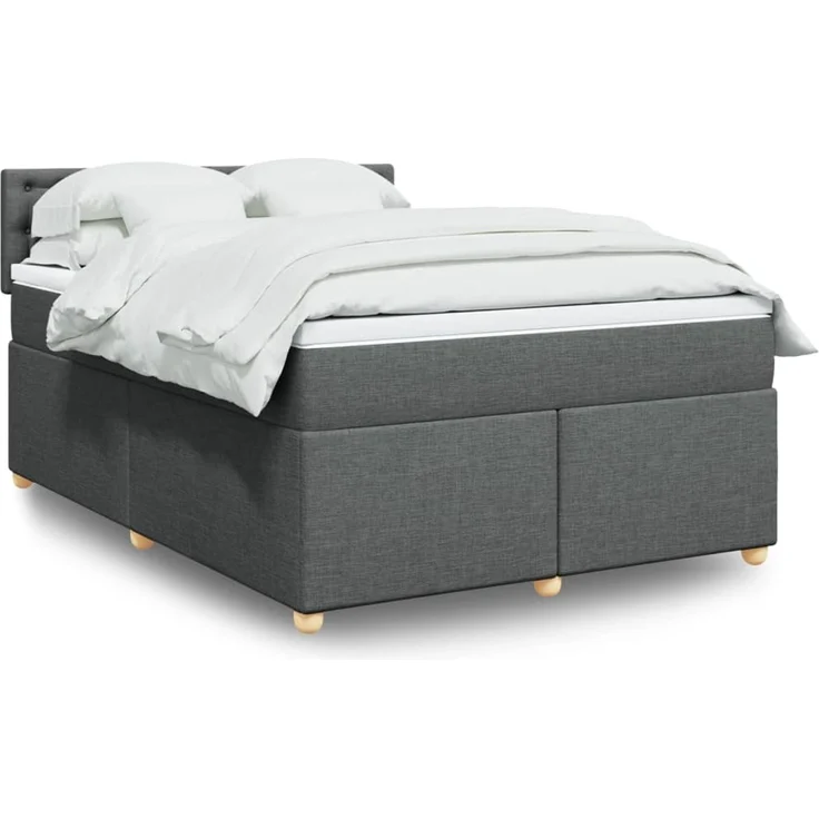 vidaXL Boxspringbett mit Matratze Dunkelgrau 140x190 cm Stoff 3288990 – Bild 1