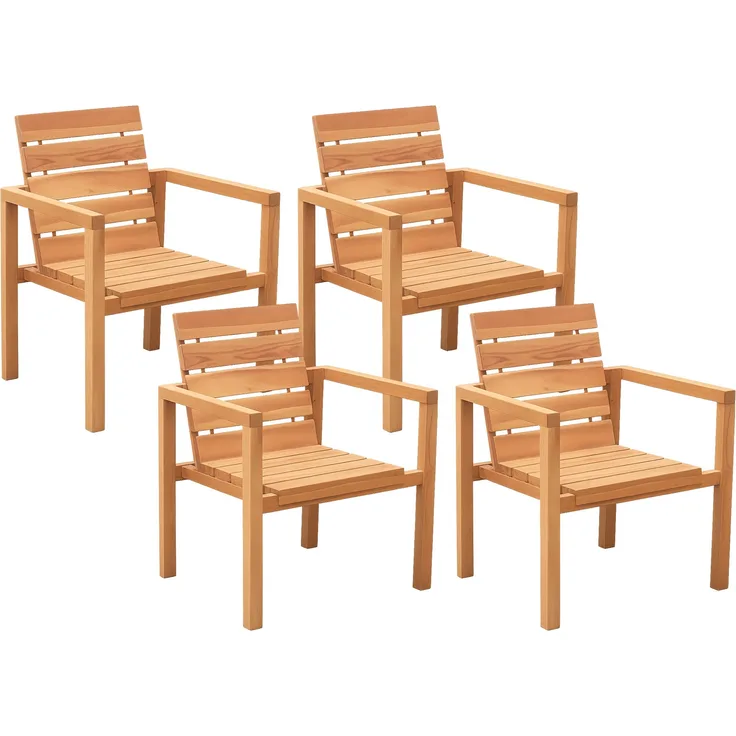 Teak Gartensessel mit Armlehnen FREETOWN (4er Set) 172499651