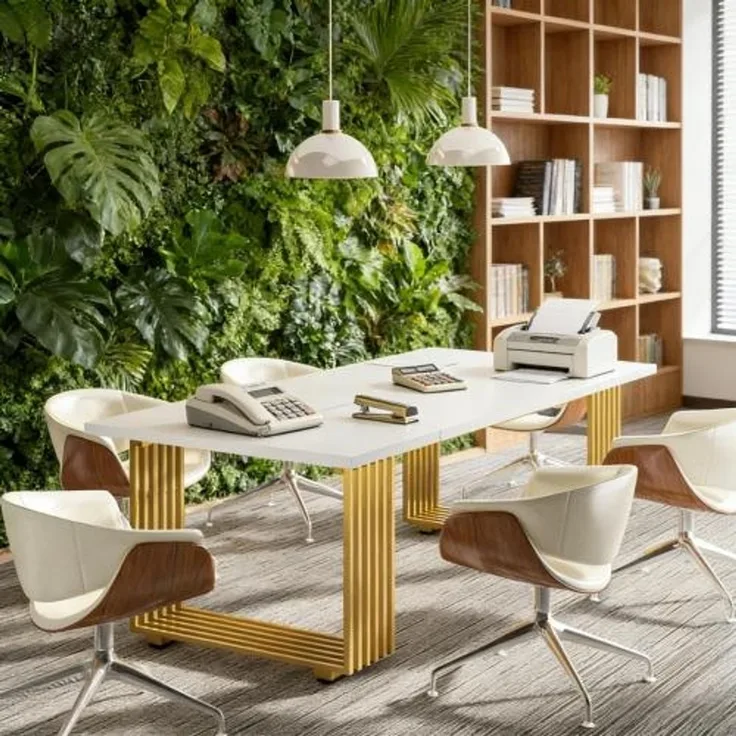 Klassischer Bürotisch,Eleganter Executive-Schreibtisch,Funktioneller Computer-Schreibtisch(nur Schreibtisch)--Gold + Weiß--180x79x79cm--YOUDENOVA