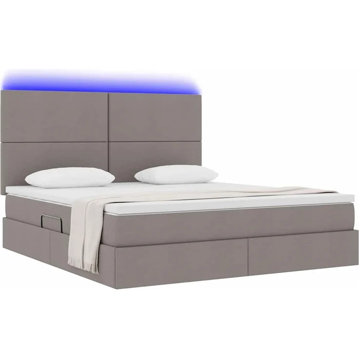 vidaXL LED-Speicherbett mit Matratze Taupe 160 x 200 cm Stoff 3372366 – Bild 3