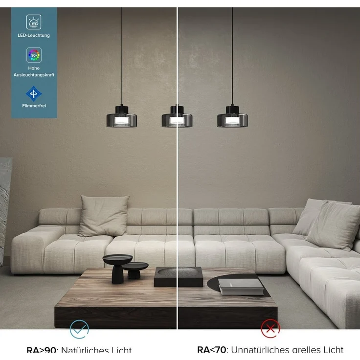 doporro LED Pendelleuchte Hängeleuchte LED Kronleuchter Höhenverstellbar mit 3 Farbtemperaturen – Bild 3