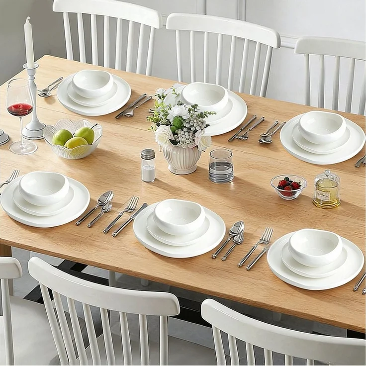 HOMELUX Geschirr-Set 24-tlg Teller Set Tafelservice Kombiservice Geschirrset Modernes, Weiß (24-tlg), 6 Personen, Keramik, Hochwertiges Geschirr set, spülmaschinen- & mikrowellengeeignet – Bild 1