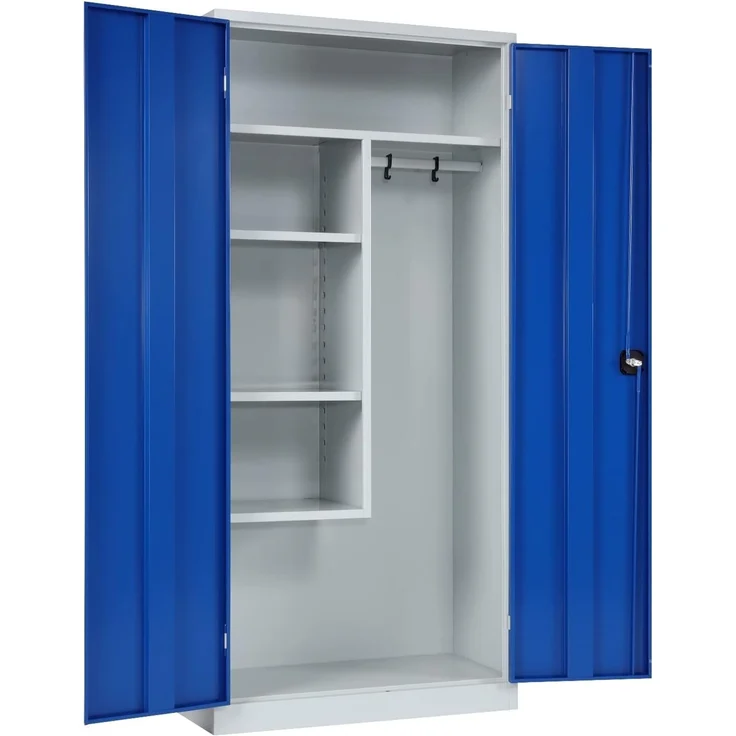 Putzmittelschrank, 92x195x42cm, grau/blau – Bild 5