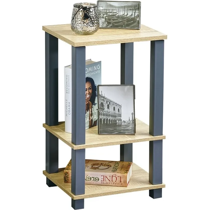 KESPER 18450 Regal mit 3 Ebenen, Faserplatte mit stilvoller Eiche-Optik / Etagenregal