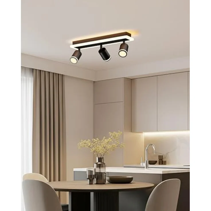 LVWIT LED Deckenstrahler Schwarz, Deckenlampe 3 Flammig Schwenkbar, GU10 Küchenlampe Deckenleuchte Srahler, Modern Deckenspot Lampe für Wohnzimmer, Schlafzimmer, Ohne Leuchtmittel – Bild 7