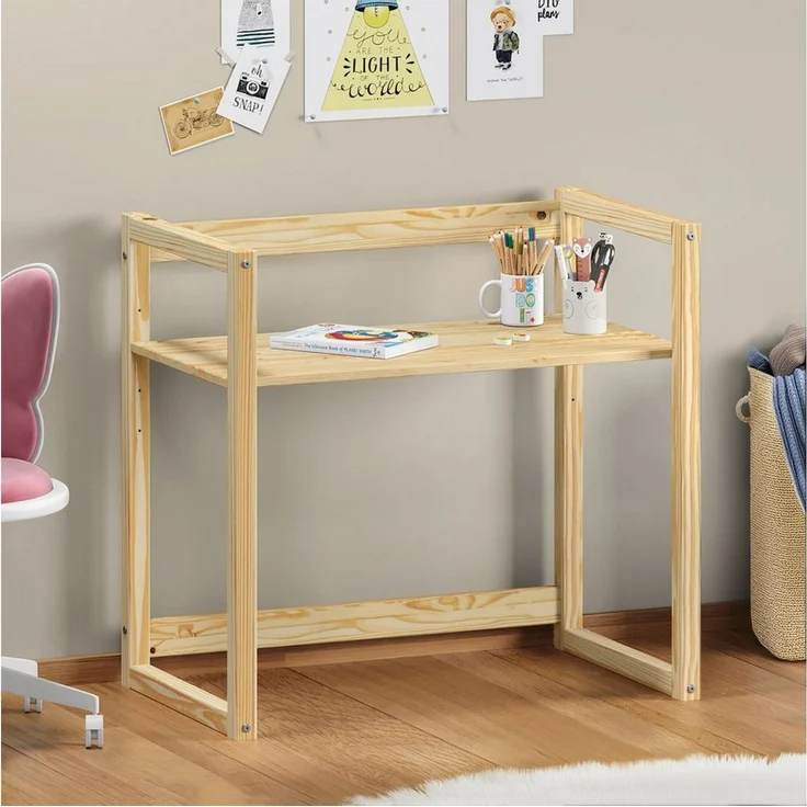 IDIMEX Kinderschreibtisch SUZA, Schülerschreibtisch höhenverstellbar in 4 Stufen aus Massivholz – Bild 1