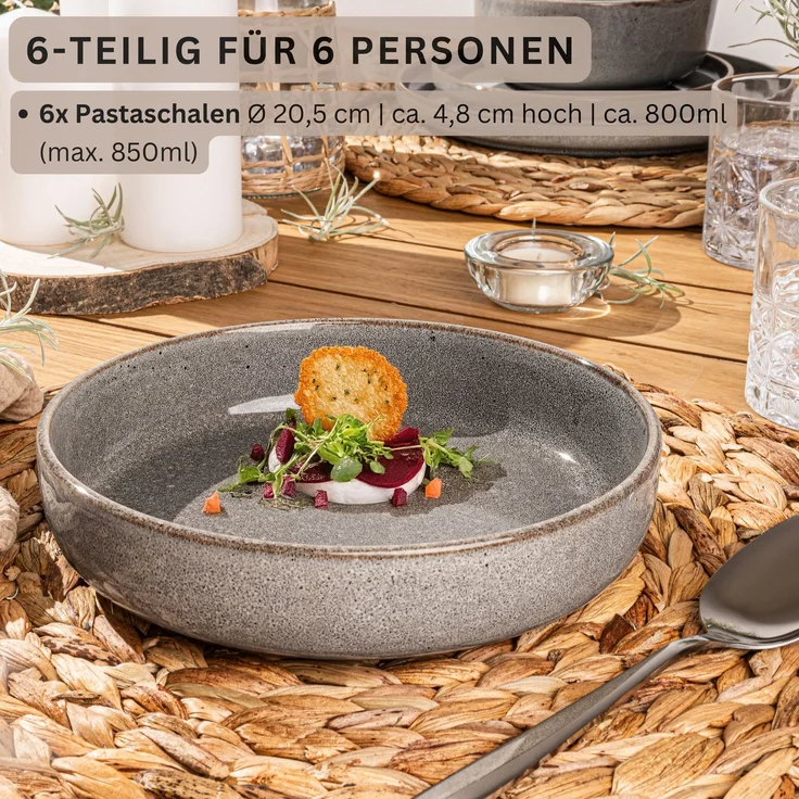 SÄNGER Pastaschalen Set Kairo Graphit - 6 teilig aus Steingut – Bild 2