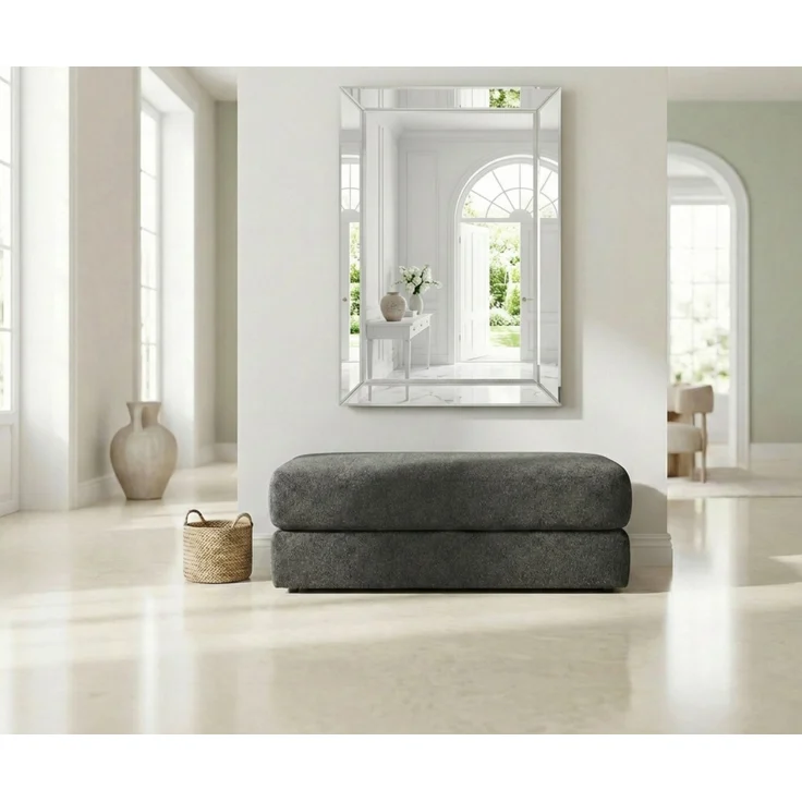 Polsterhocker 124x60 cm Federkern Sitzbank Designerhocker in Cord Braun Taupe – Bild 6