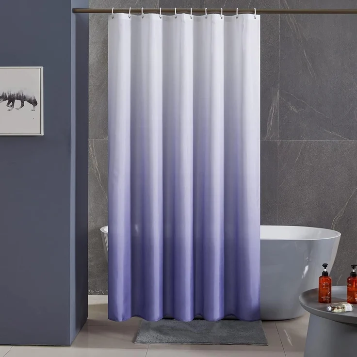 Schmaler Duschvorhang Bad aus Polyester Stoff Wasserabweisend Waschbar 120x200 – Bild 1