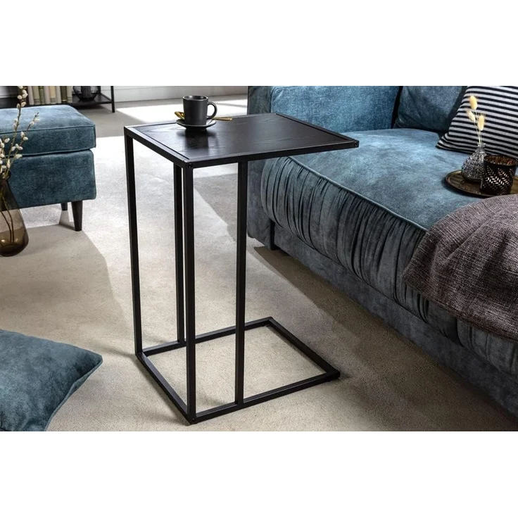 riess-ambiente Beistelltisch SLIM LINE 65cm schwarz (Einzelartikel, 1-St), Wohnzimmer · Esche-Optik · Metall · Laptoptisch · Industrial – Bild 2