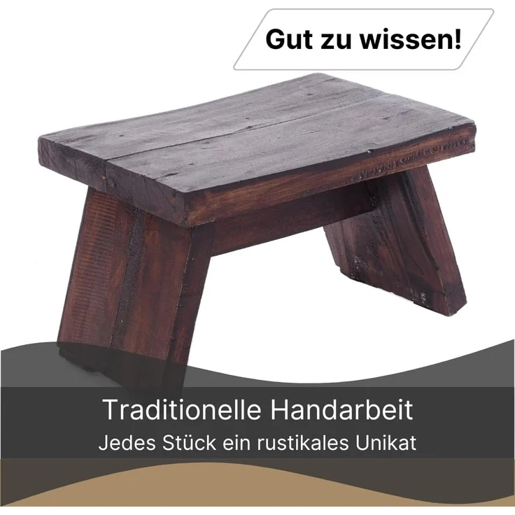 DESIGN DELIGHTS Hocker NOSTALGISCHER FUßHOCKER "SCHEMEL", Altholz massiv, Holzhocker, Farb – Bild 5