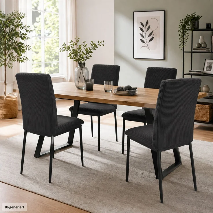 Stuhl Finn dunkelgrau cord – Bild 1