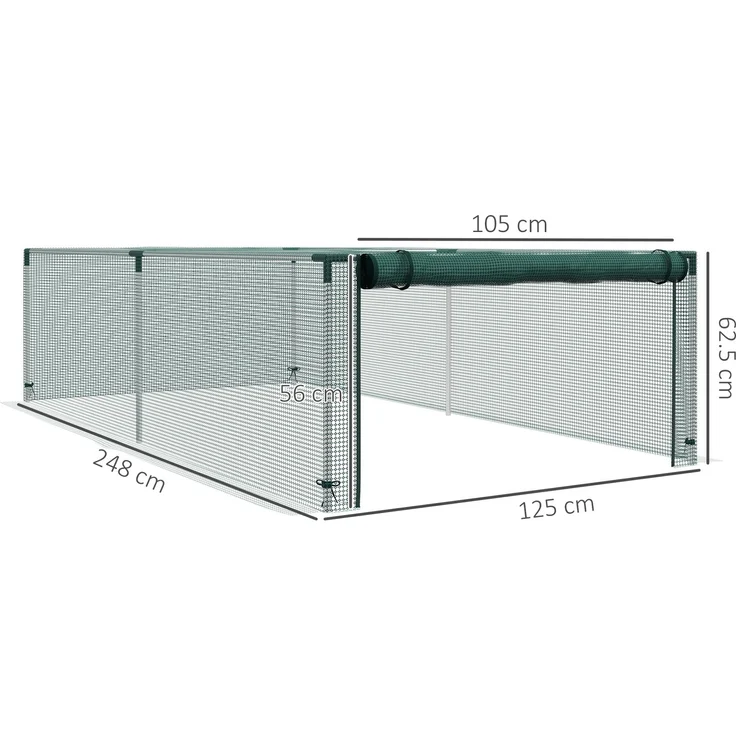 MELAYR, Gewächshaus für Garten und Tomaten, Schutznetz, aufrollbare Tür mit Reißverschluss, HDPE, 124 x 20 x 8 cm, Grün – Bild 5
