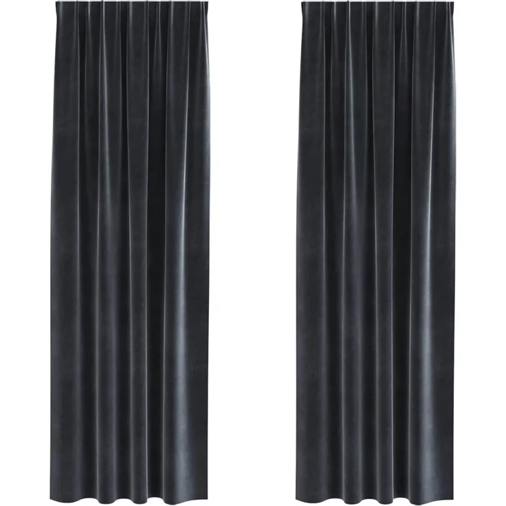 vidaXL Vorhänge 2 stk. Dunkelgrau 140 x 260 cm Samt 4107232 – Bild 1