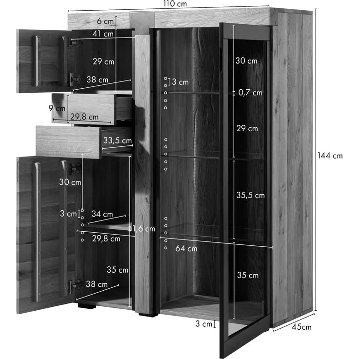 Highboard Eiche 110x45x144 natur geölt ROTTERDAM #100 – Bild 8