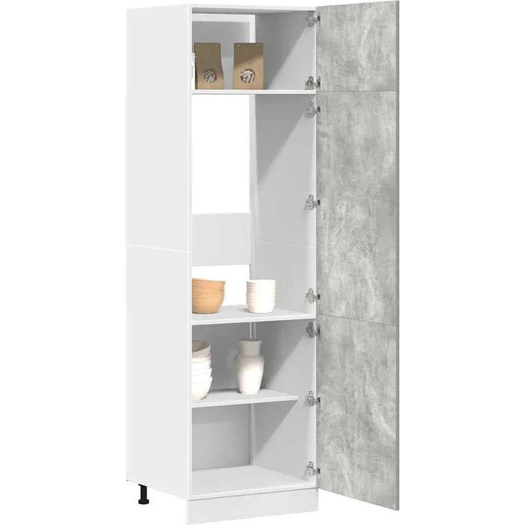vidaXL Kühlumbauschrank Lyon Betongrau 60x57x207 cm Holzwerkstoff 856124