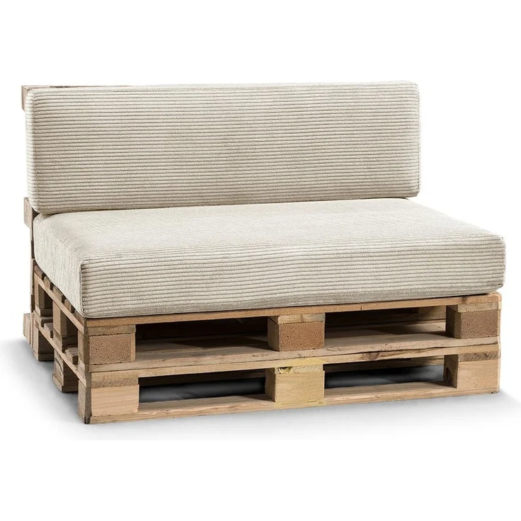 Gutekissen® Palettenkissen Gerippte Kissen, Palettenauflagen Sitzkissen Rückenlehne Gerippt PFL (Set (Sitzkissen 120x80 +Rückenlehne 120x40), Beige)