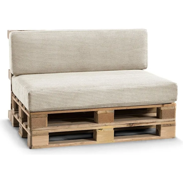 Gutekissen® Palettenkissen Gerippte Kissen, Palettenauflagen Sitzkissen Rückenlehne Gerippt PFL (Set (Sitzkissen 120x80 +Rückenlehne 120x40), Beige)