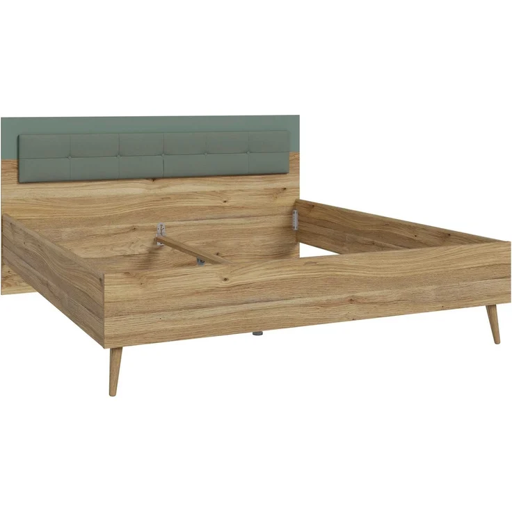 Bett Winston / Whenua, Holzwerkstoff, Grün, Holzfarben, 187 x 99 x 207 cm – Bild 2