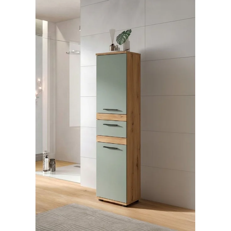 welltime Hochschrank LUCCA, Höhe 137 cm, 2 Türen, 1 Schubkasten, 2 Fachböden – Bild 2