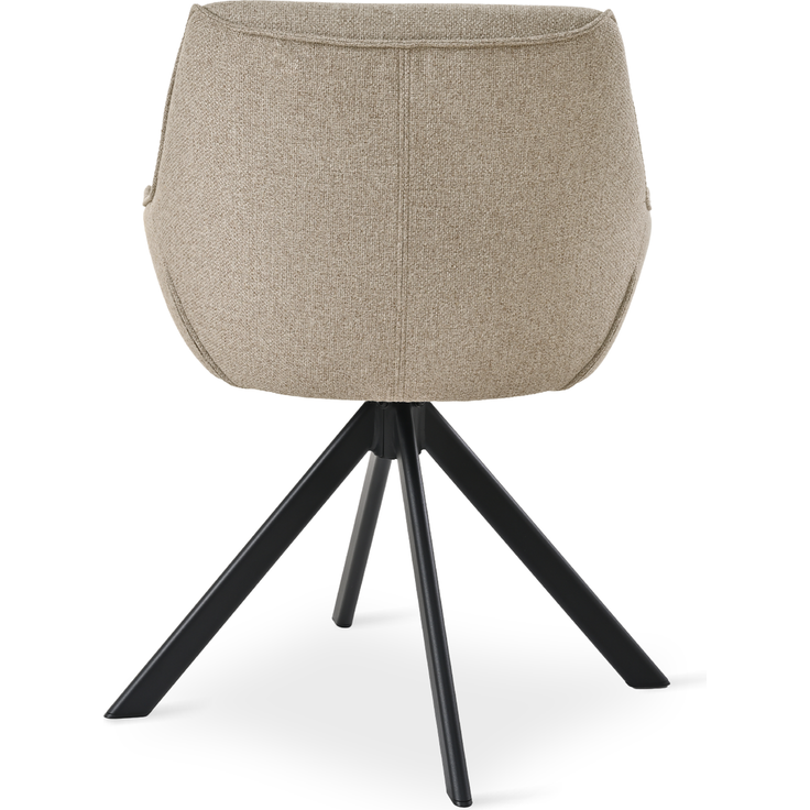 GOEURVANT 1178 Esszimmerstühle 6er-Set mit Armlehnen, 360° Drehbar, Webstoff - Greige – Bild 4