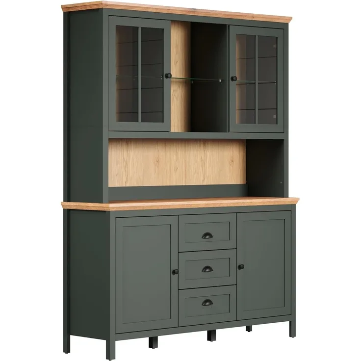 Buffet >Stanton< in Tannengrün / Eiche - 146x198x45cm (BxHxT)