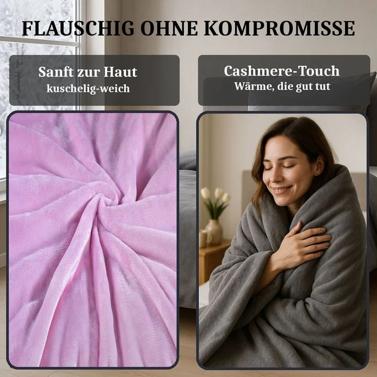Malika Bettwäsche aus 100% Mikrofaser, 200x200 + 2x 80x80 cm Cashmere Touch, Rosa, Cashmere Touch, 3 teilig, Für Allergiker geeignet, pflegeleicht, angenehm weicher Stoff – Bild 3