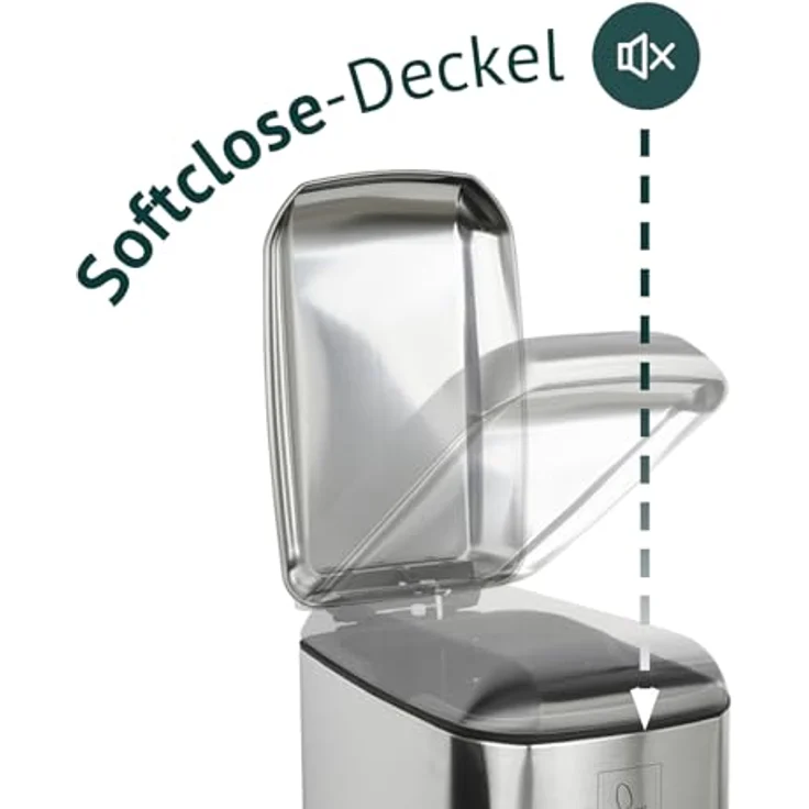 SVITA Mülleimer TS12, Treteimer, 12L, Softclose-Funktion, Edelstahl, Silber – Bild 4
