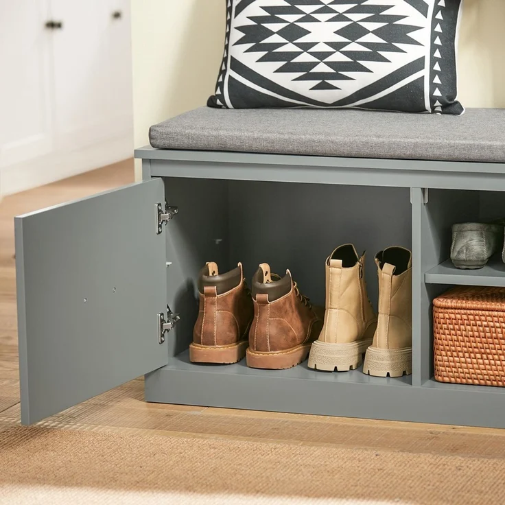 SoBuy FSR131-HG Schuhbank, MDF, Lackiert, Grau, 100 x 48 x 38 cm – Bild 7