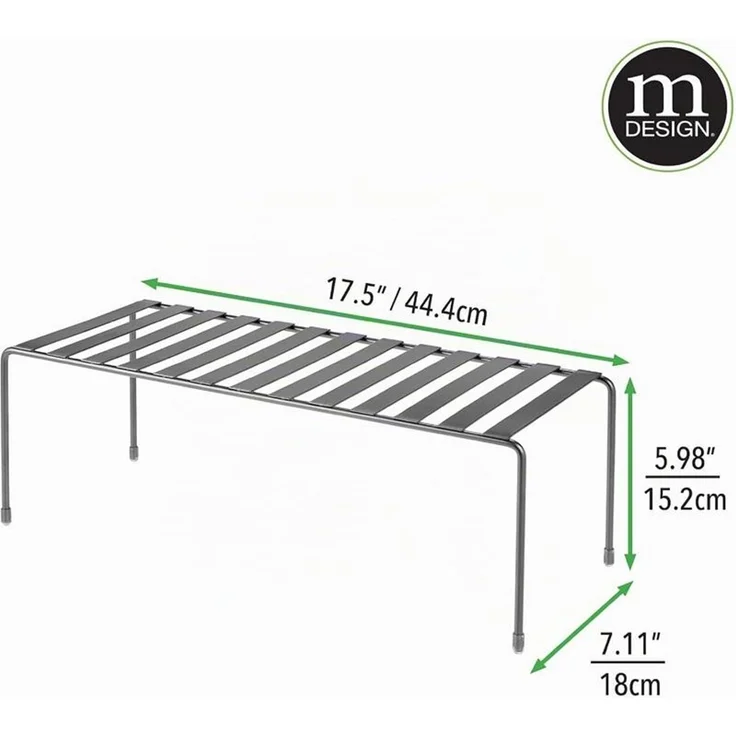 mDesign 2er Küchenregal Dunkelgrau Metall Aufbewahrung Ablage Organizer – Bild 2