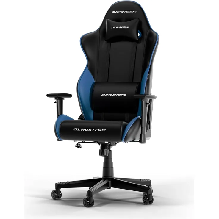 DXRacer GLADIATOR L Schwarz & Blau PVC Leder das Orginal Gaming Stuhl