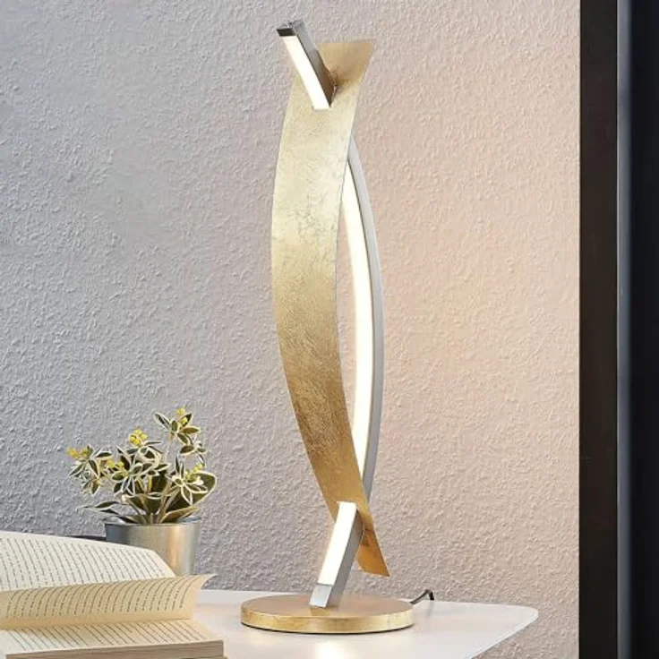 Lucande LED-Tischleuchte Marija, goldfarbend, dimmbar, modernes Design, 62 cm – Bild 2