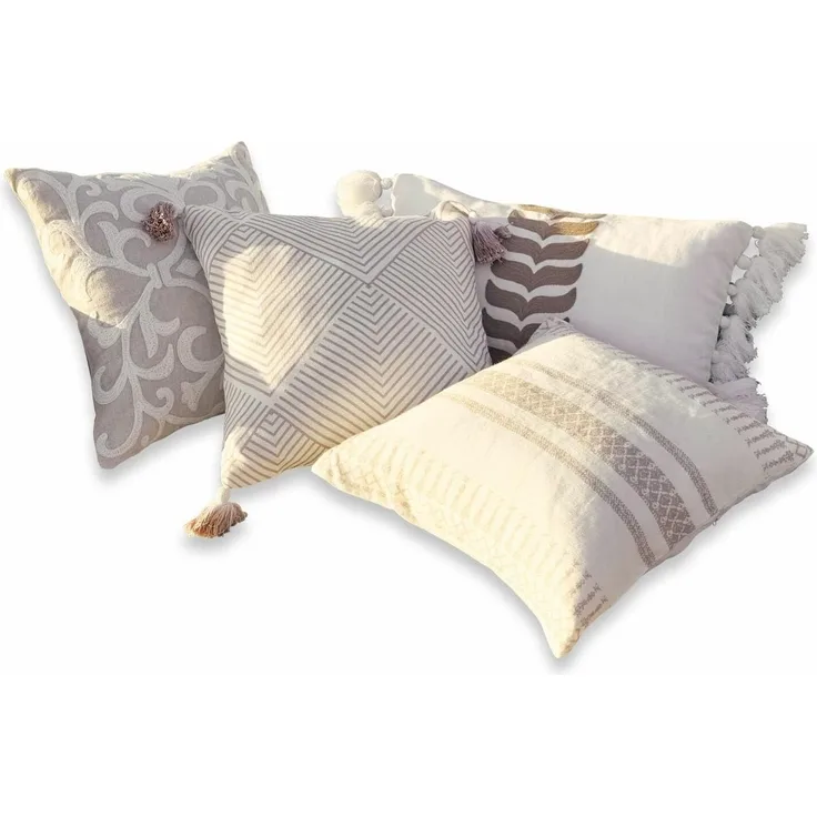 Mirabeau Kissenhülle Kissenhülle 4er Set Olette creme/braun, (4 Stück)