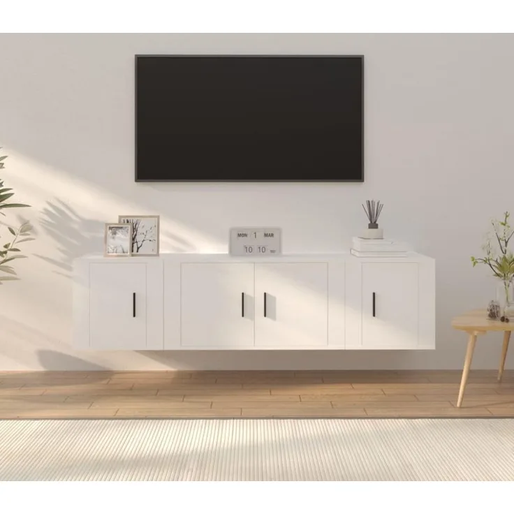 vidaXL 3-tlg. TV-Schrank-Set Weiß Holzwerkstoff 3188398