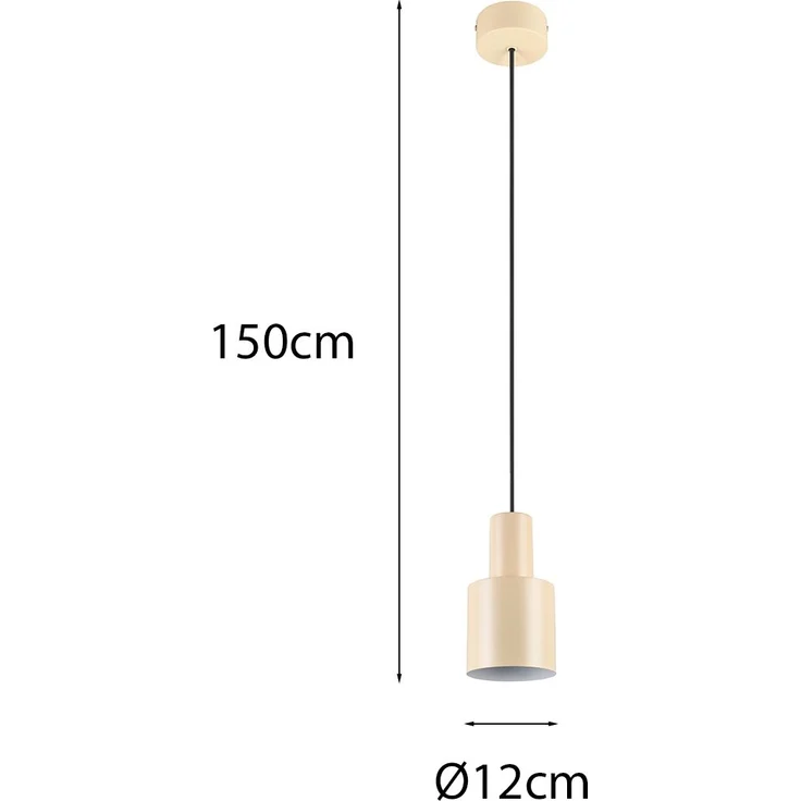 Kleine LED Pendelleuchte mit Metall Lampenschirm Beige, Ø 12cm – Bild 4