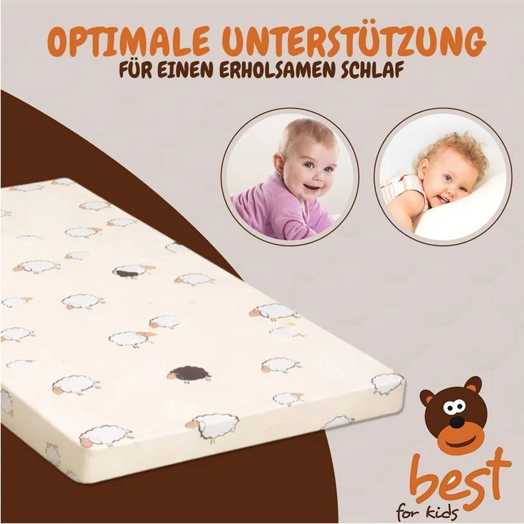 Kindermatratze Babymatratze mit Baumwollbezug, waschbar & rollbar–Allergikergeeignet, Best for Kids, 6 cm hoch, (Einzelartikel, 1 × Kindermatratze), Faltbar, allergikerfreundlich, atmungsaktiv – Bild 4