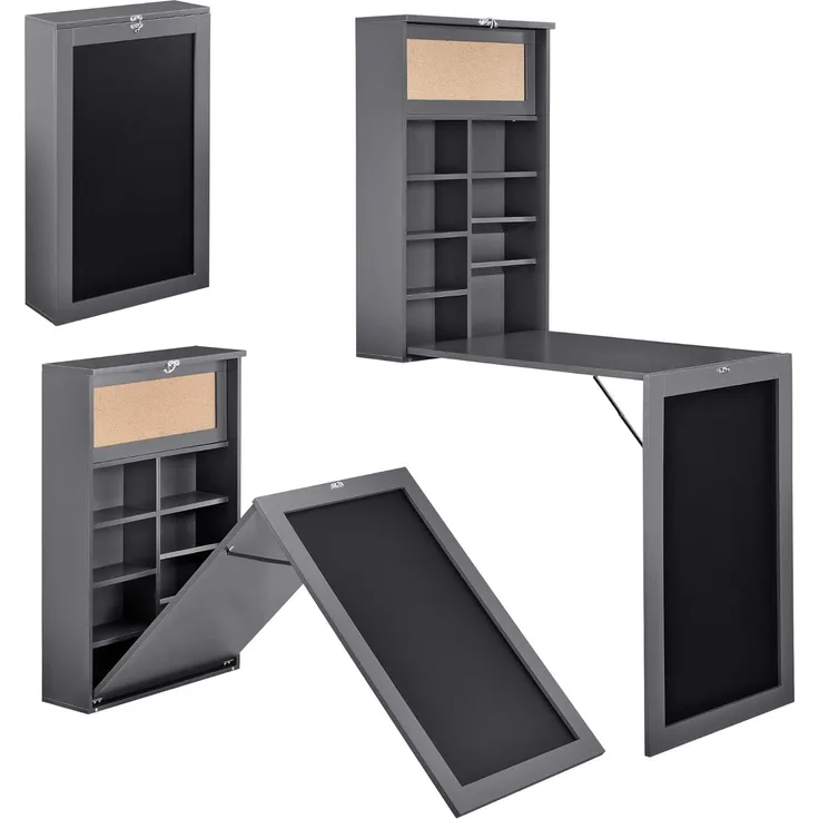 Wandtisch Grau Schreibtisch Tisch Regal Wand Klapptisch aus-klappbar