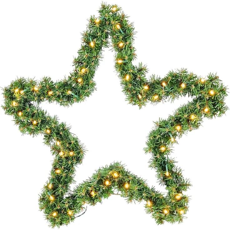 SALCAR Premium Weihnachtsstern 55 cm aus PVC mit 240 Zweigen & warmweißem LED Lichterkette – Festliche Weihnachtsdeko für Tür, Kamin, Balkon oder Garten, batteriebetrieben – Bild 1