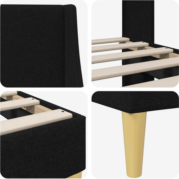 vidaXL Bettrahmen mit Kopfteil, Stoff Schwarz, 100x200 cm – Bild 7